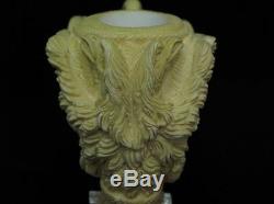 2 Headed Eagle & Reverse Dragon Claw block Meerschaum Pipe Eskisehir Turkey 0718