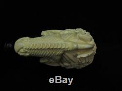 2 Headed Eagle & Reverse Dragon Claw block Meerschaum Pipe Eskisehir Turkey 0718