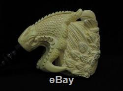 2 Headed Eagle & Reverse Dragon Claw block Meerschaum Pipe Eskisehir Turkey 0718