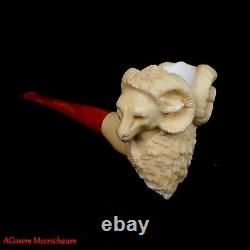 2 RAM HEADS Block Meerschaum Smoking Pipe, Antique Meerschaum, Vintage, AGM-1096