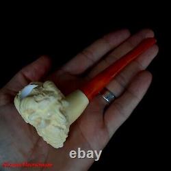 2 RAM HEADS Block Meerschaum Smoking Pipe, Antique Meerschaum, Vintage, AGM-1096