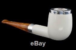 2 Tekin Smooth Silver Billiard Pipes new-block Meerschaum Handmade W Case#541