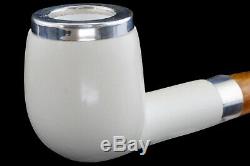 2 Tekin Smooth Silver Billiard Pipes new-block Meerschaum Handmade W Case#541