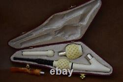 925 K Silver Cavalier figure Pipe Block Meerschaum-handmade NEW W CASE#1128