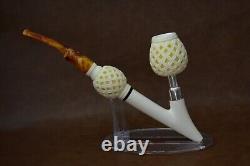 925 K Silver Cavalier figure Pipe Block Meerschaum-handmade NEW W CASE#1128