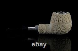 925 Silver ORNATE Apple Pipe By YUNAR New Block Meerschaum Handmade W Case#1532