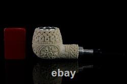 925 Silver ORNATE Apple Pipe By YUNAR New Block Meerschaum Handmade W Case#1532