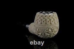 925 Silver ORNATE Apple Pipe By YUNAR New Block Meerschaum Handmade W Case#1532