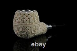 925 Silver ORNATE Apple Pipe By YUNAR New Block Meerschaum Handmade W Case#1532