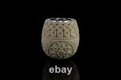 925 Silver ORNATE Apple Pipe By YUNAR New Block Meerschaum Handmade W Case#1532
