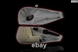 925 Silver ORNATE Apple Pipe By YUNAR New Block Meerschaum Handmade W Case#1532