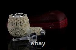 925 Silver ORNATE Apple Pipe By YUNAR New Block Meerschaum Handmade W Case#1532