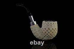 925 Silver ORNATE Bent Pipe By YUNAR New Block Meerschaum Handmade W Case#37