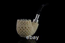 925 Silver ORNATE Bent Pipe By YUNAR New Block Meerschaum Handmade W Case#37