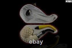 925 Silver ORNATE Bent Pipe By YUNAR New Block Meerschaum Handmade W Case#37