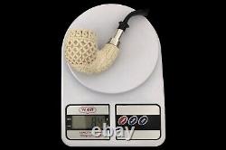 925 Silver ORNATE Bent Pipe By YUNAR New Block Meerschaum Handmade W Case#37