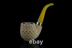 925 Silver ORNATE Bent Pipe By YUNAR New Block Meerschaum Handmade W Case#37