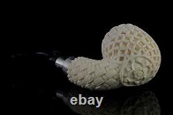 925 Silver ORNATE Bent Pipe By YUNAR New Block Meerschaum Handmade W Case#37