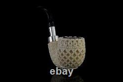 925 Silver ORNATE Bent Pipe By YUNAR New Block Meerschaum Handmade W Case#37