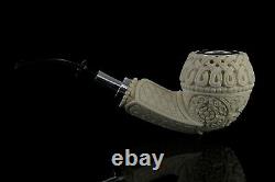 925 Silver ORNATE Bulldog Pipe By YUNAR New Block Meerschaum Handmade W Case#87