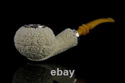 925 Silver ORNATE Tomato pipe By YUNAR New Block Meerschaum Handmade W Case#913