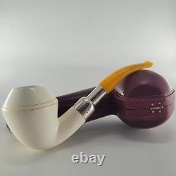 9MM Filtered smooth bulldog block meerschaum pipe silver spigot handmade by CPW1