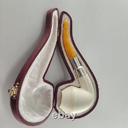 9MM Filtered smooth bulldog block meerschaum pipe silver spigot handmade by CPW1