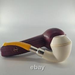 9MM Filtered smooth bulldog block meerschaum pipe silver spigot handmade by CPW1