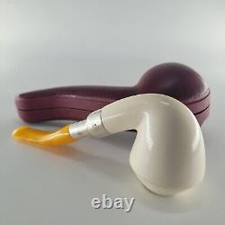 9MM Filtered smooth bulldog block meerschaum pipe silver spigot handmade by CPW1