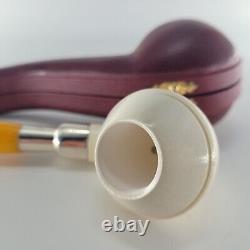 9MM Filtered smooth bulldog block meerschaum pipe silver spigot handmade by CPW1