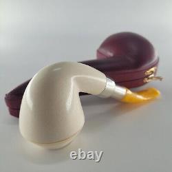 9MM Filtered smooth bulldog block meerschaum pipe silver spigot handmade by CPW1