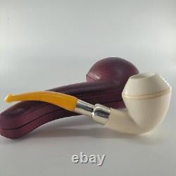 9MM Filtered smooth bulldog block meerschaum pipe silver spigot handmade by CPW1