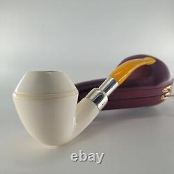 9MM Filtered smooth bulldog block meerschaum pipe silver spigot handmade by CPW1