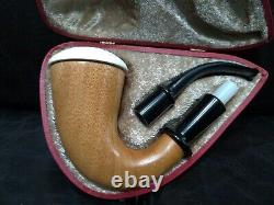 9mm Filtered Calabash Pipe Large Size Mahogany& Block Meerschaum Sherlock #l115