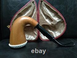 9mm Filtered Calabash Pipe Large Size Mahogany& Block Meerschaum Sherlock #l115