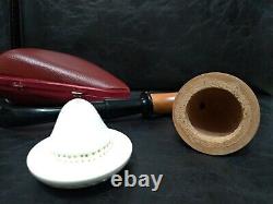 9mm Filtered Calabash Pipe Large Size Mahogany& Block Meerschaum Sherlock #l115