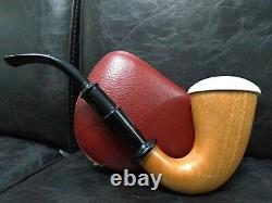 9mm Filtered Calabash Pipe Large Size Mahogany& Block Meerschaum Sherlock #l115