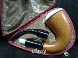 9mm Filtered Calabash Pipe Large Size Mahogany& Block Meerschaum Sherlock #l415