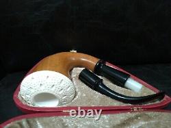 9mm Filtered Calabash Pipe Large Size Mahogany& Block Meerschaum Sherlock #l415