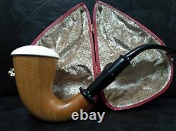 9mm Filtered Calabash Pipe Large Size Mahogany& Block Meerschaum Sherlock #l415