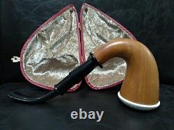 9mm Filtered Calabash Pipe Large Size Mahogany& Block Meerschaum Sherlock #l415