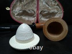 9mm Filtered Calabash Pipe Large Size Mahogany& Block Meerschaum Sherlock #l415