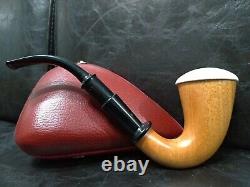 9mm Filtered Calabash Pipe Large Size Mahogany& Block Meerschaum Sherlock #l415