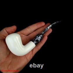 AGovem Dublin Block Meerschaum Smoking Pipe, Carved Pipe, Vintage Pipe, AGM-1455