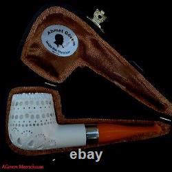 AGovem Handmade Lattice Block Meerschaum Smoking Tobacco Pipe Pipa AGM-1519