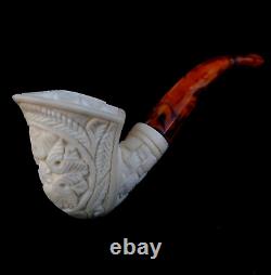 AGovem Handmade Ornament Turkish Block Meerschaum Smoking Tobacco Pipe AGM-1639