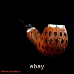 AGovem Reverse Block Meerschaum Smoking Tobacco Pipe Pipa w 925 Silver AGM-1394