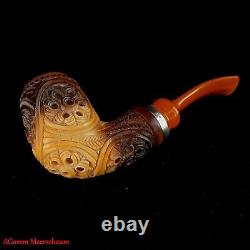 AGovem Reverse Block Meerschaum Smoking Tobacco Pipe w Sterling Silver, AGM1384