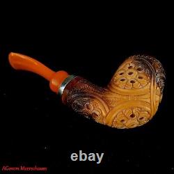 AGovem Reverse Block Meerschaum Smoking Tobacco Pipe w Sterling Silver, AGM1384