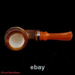 AGovem Reverse Block Meerschaum Smoking Tobacco Pipe w Sterling Silver, AGM1384